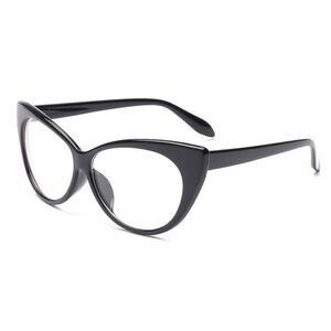 **ARLY* Glossy Black Cat-Eye Style Clear Eyewear Frames